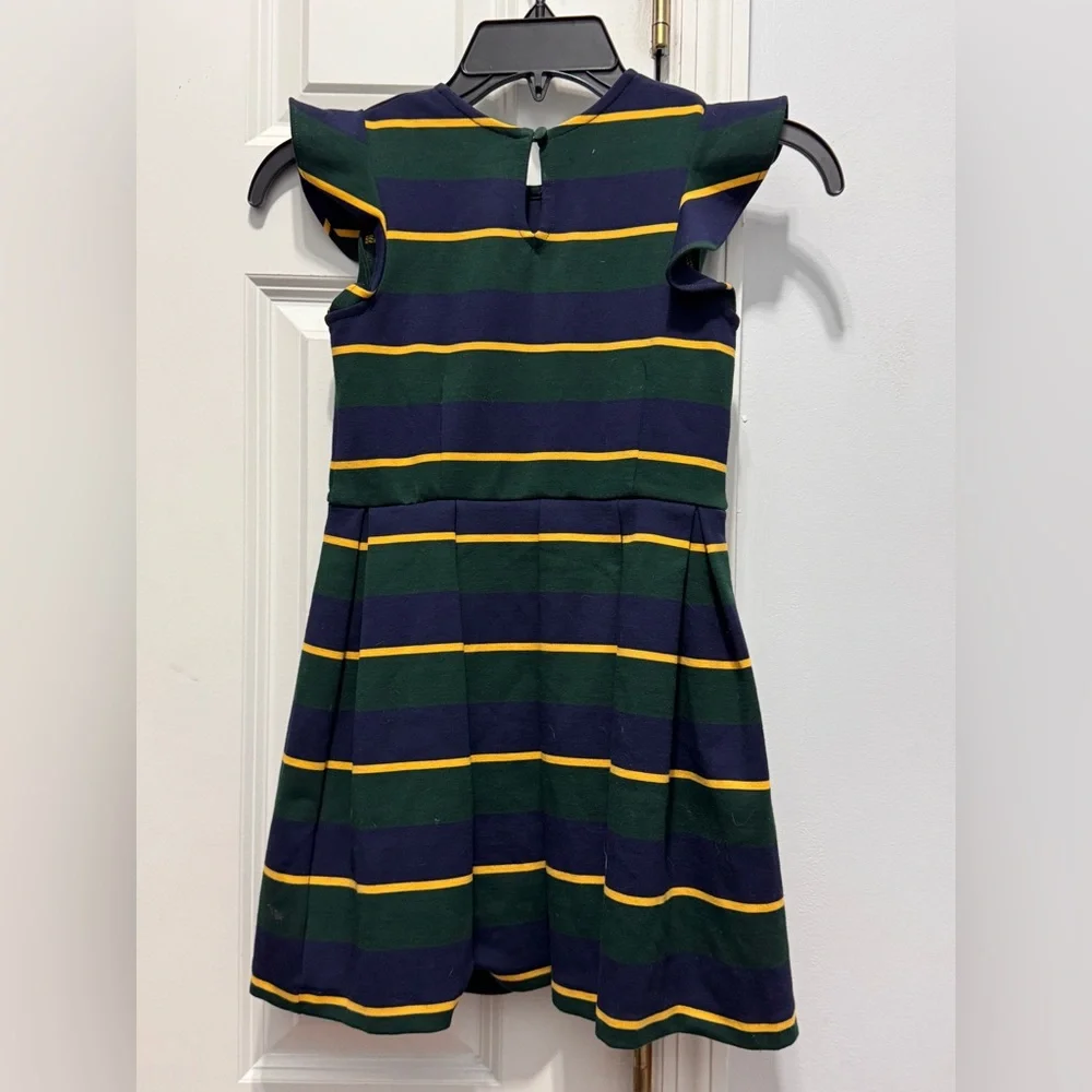 Polo by Ralph Lauren Blue and Green Pleated A-Line Dress